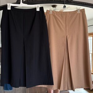 2 Banana Republic Black and tan A-Line Midi Skirt with Front and back Pleat.
